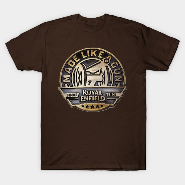 royal enfield motorcycle, made like a gun T-Shirt by jacks